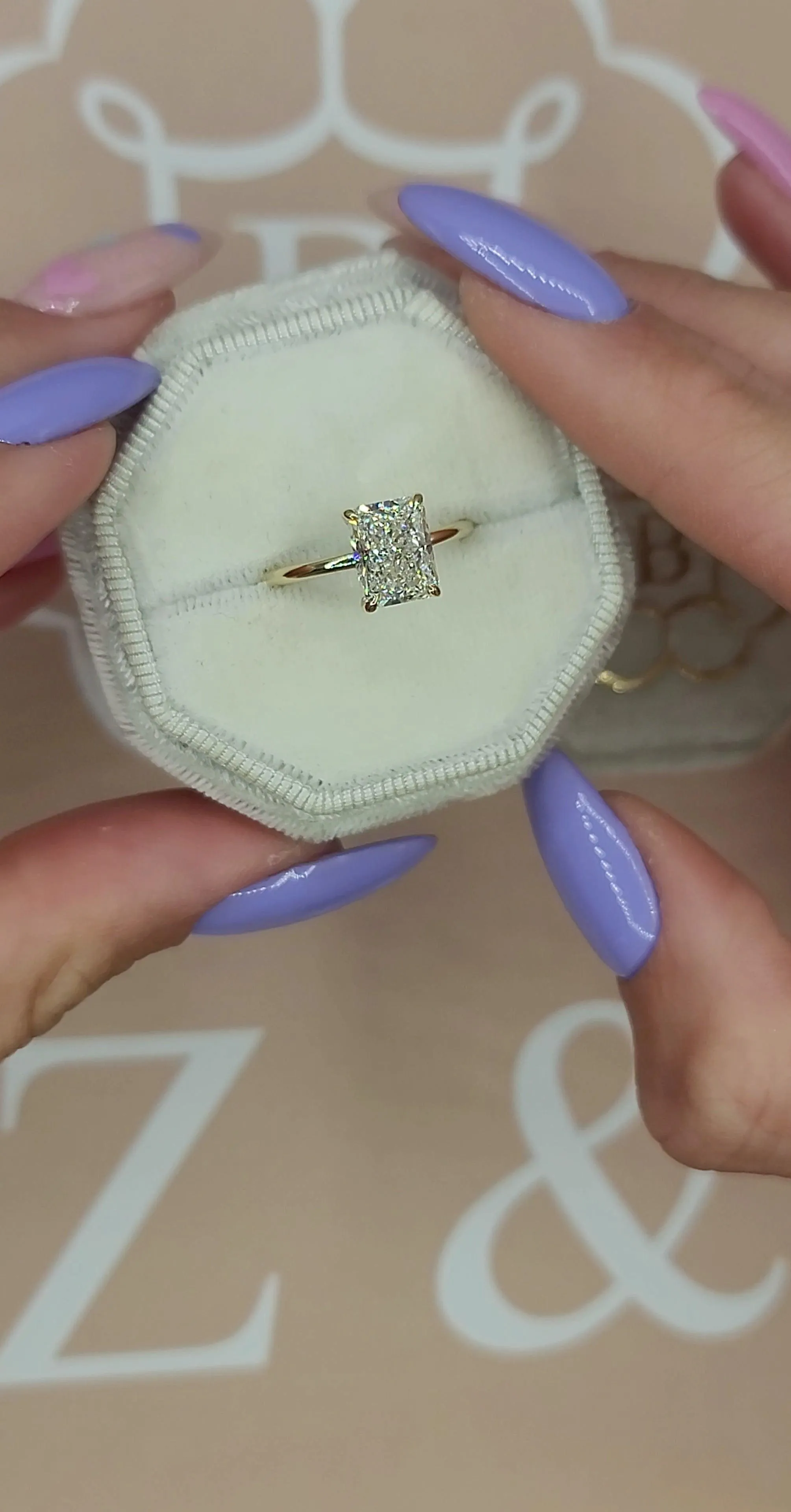 2 Carat Lab Grown Solitaire Radiant Cut Diamond Engagement Ring