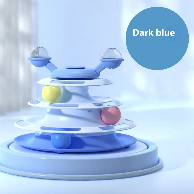 4 Levels Cat Toy Tower Turntable Roller Balls Toys Interactive