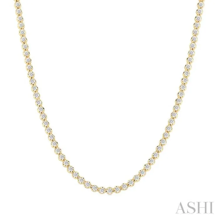 5.00 ctw Illusion Round Cut Diamond Eternity Tennis Necklace in 14K Yellow Gold