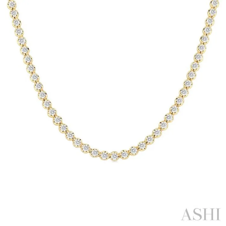 5.00 ctw Illusion Round Cut Diamond Eternity Tennis Necklace in 14K Yellow Gold