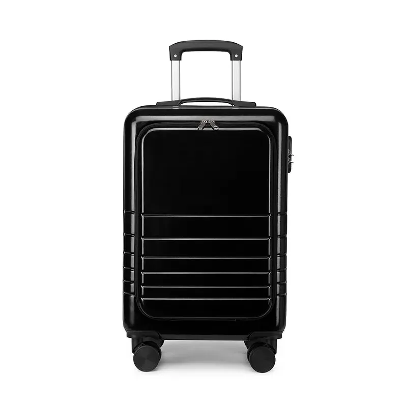 (55x35x23cm) Travel suitcase hand luggage shell trolley with 4 wheels - Black