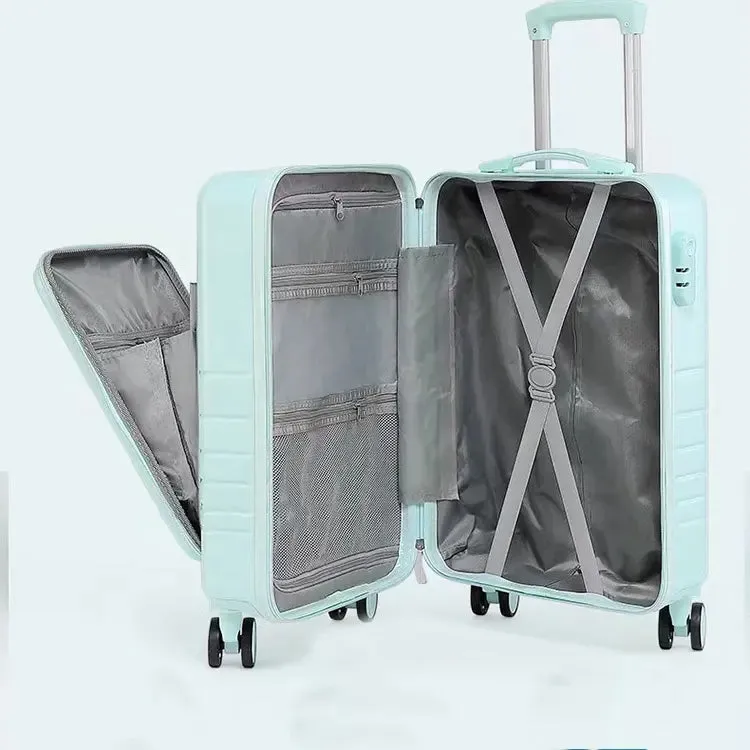 (55x35x23cm) Travel suitcase hand luggage shell trolley with 4 wheels - Black
