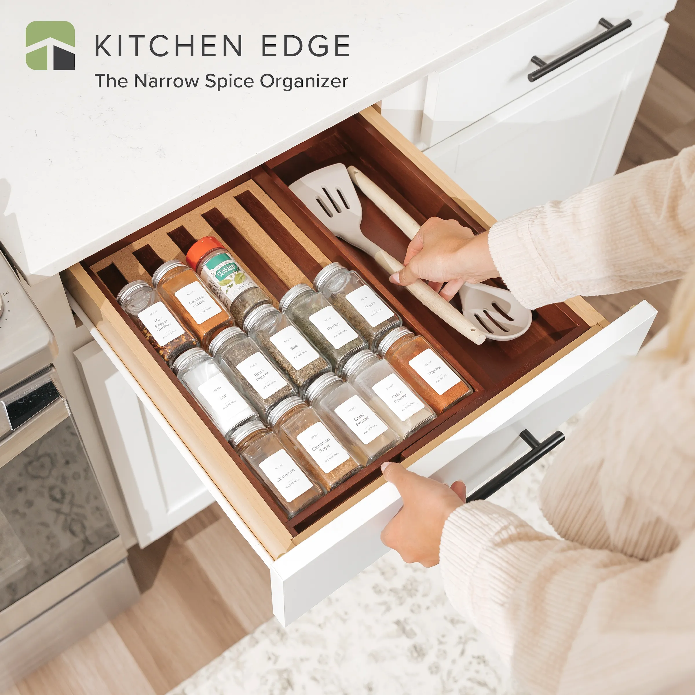 Acacia Spice Drawer Organizer (Expands 10.5 to 18.5 in)