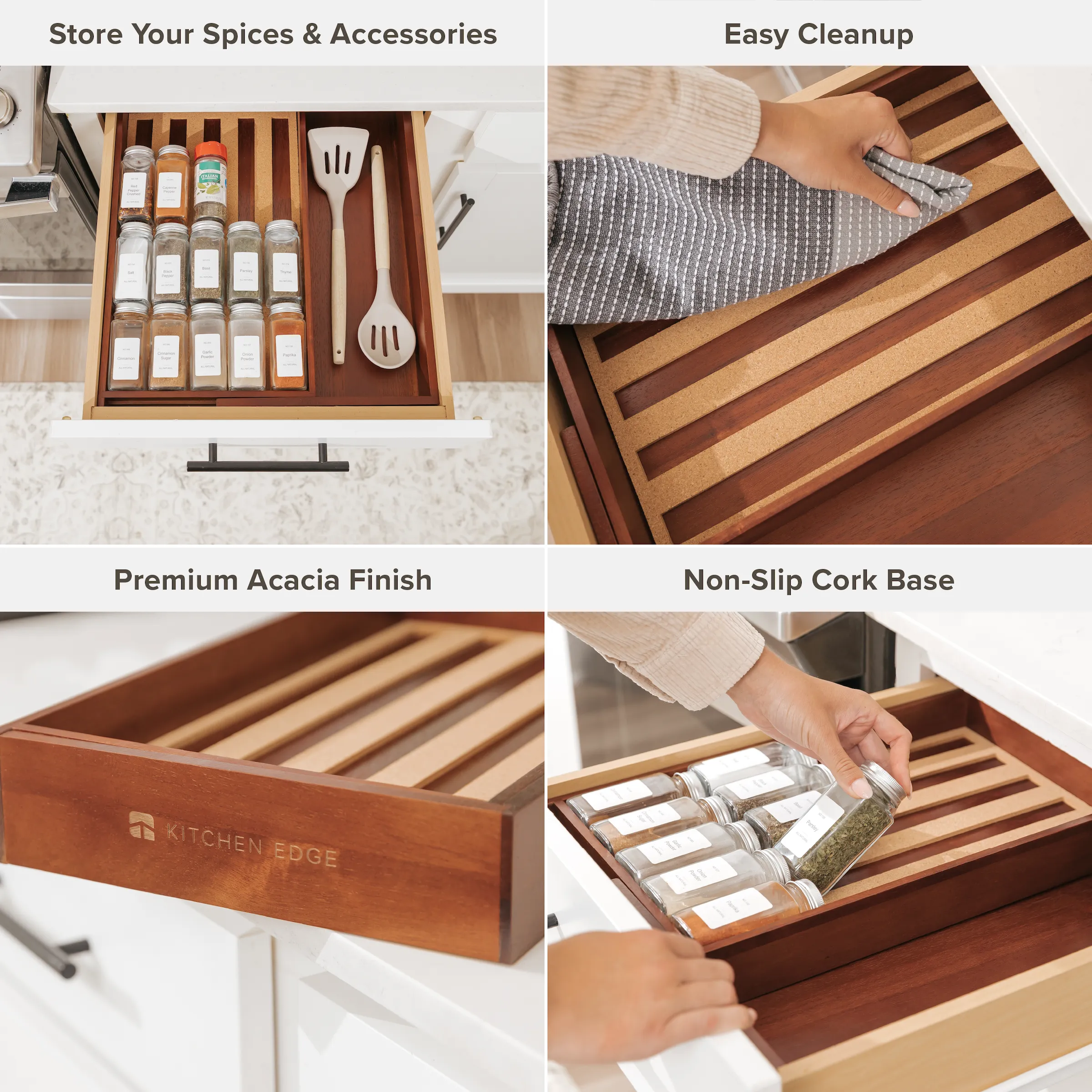 Acacia Spice Drawer Organizer (Expands 10.5 to 18.5 in)