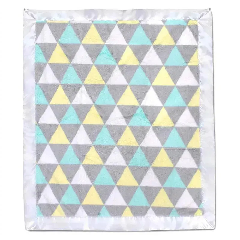 A.D. Sutton - Plush Unisex Triangle Print Blanket With Satin Trim Multi
