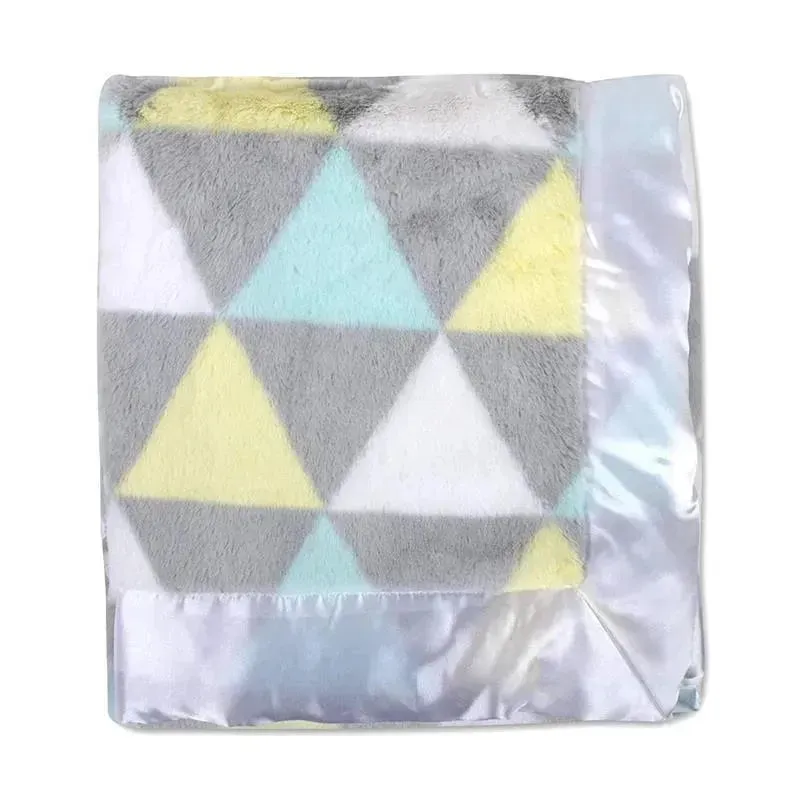 A.D. Sutton - Plush Unisex Triangle Print Blanket With Satin Trim Multi