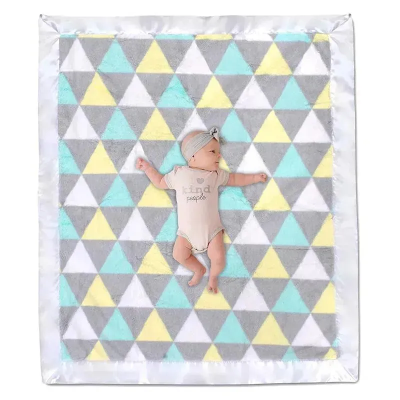 A.D. Sutton - Plush Unisex Triangle Print Blanket With Satin Trim Multi