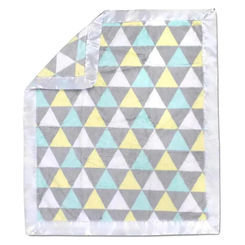 A.D. Sutton - Plush Unisex Triangle Print Blanket With Satin Trim Multi