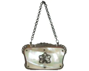 Antique Victorian Coin Purse Mother of Pearl Shell Mid 19th c - VFG