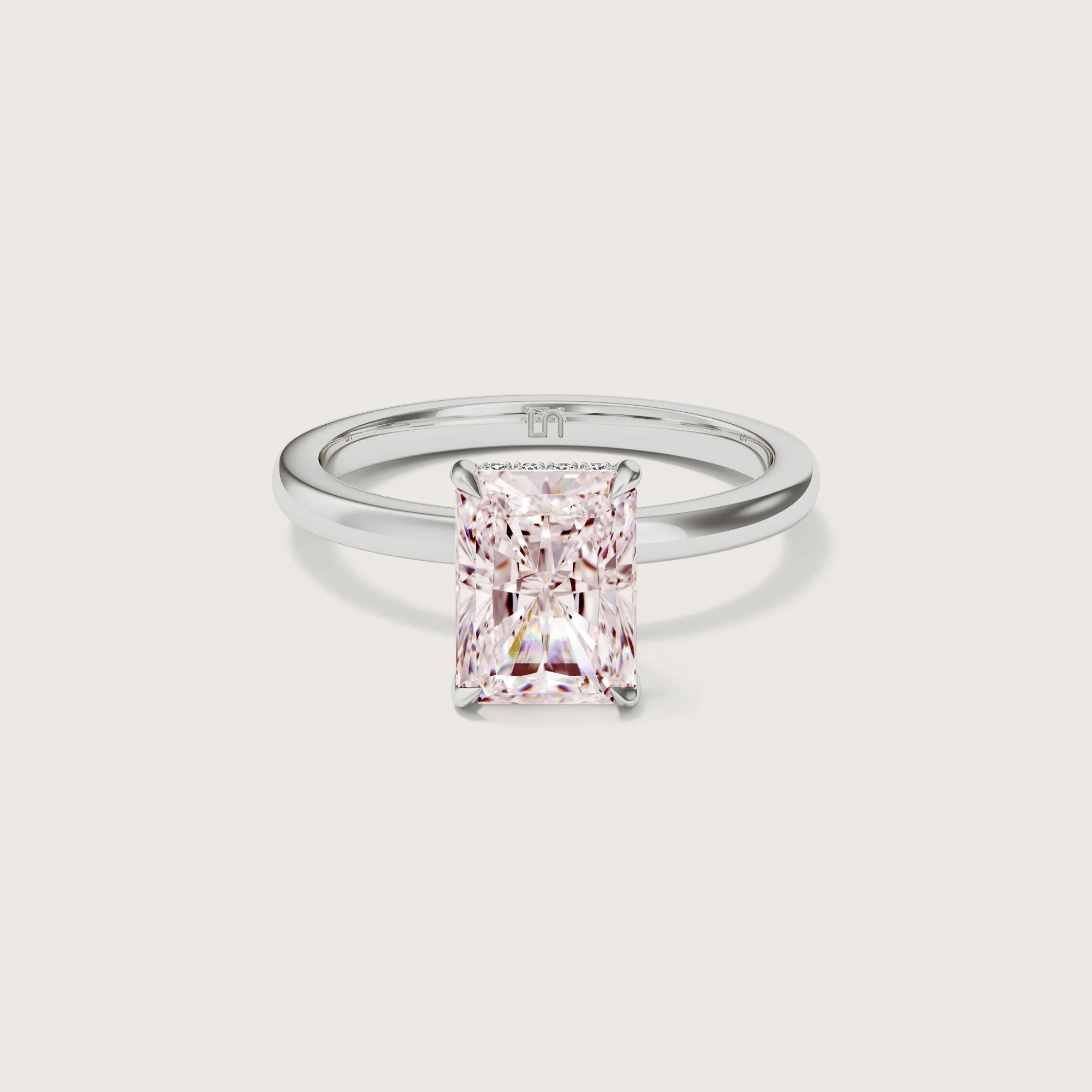 Bianca Radiant Solitaire Pink Diamond - Hidden Halo