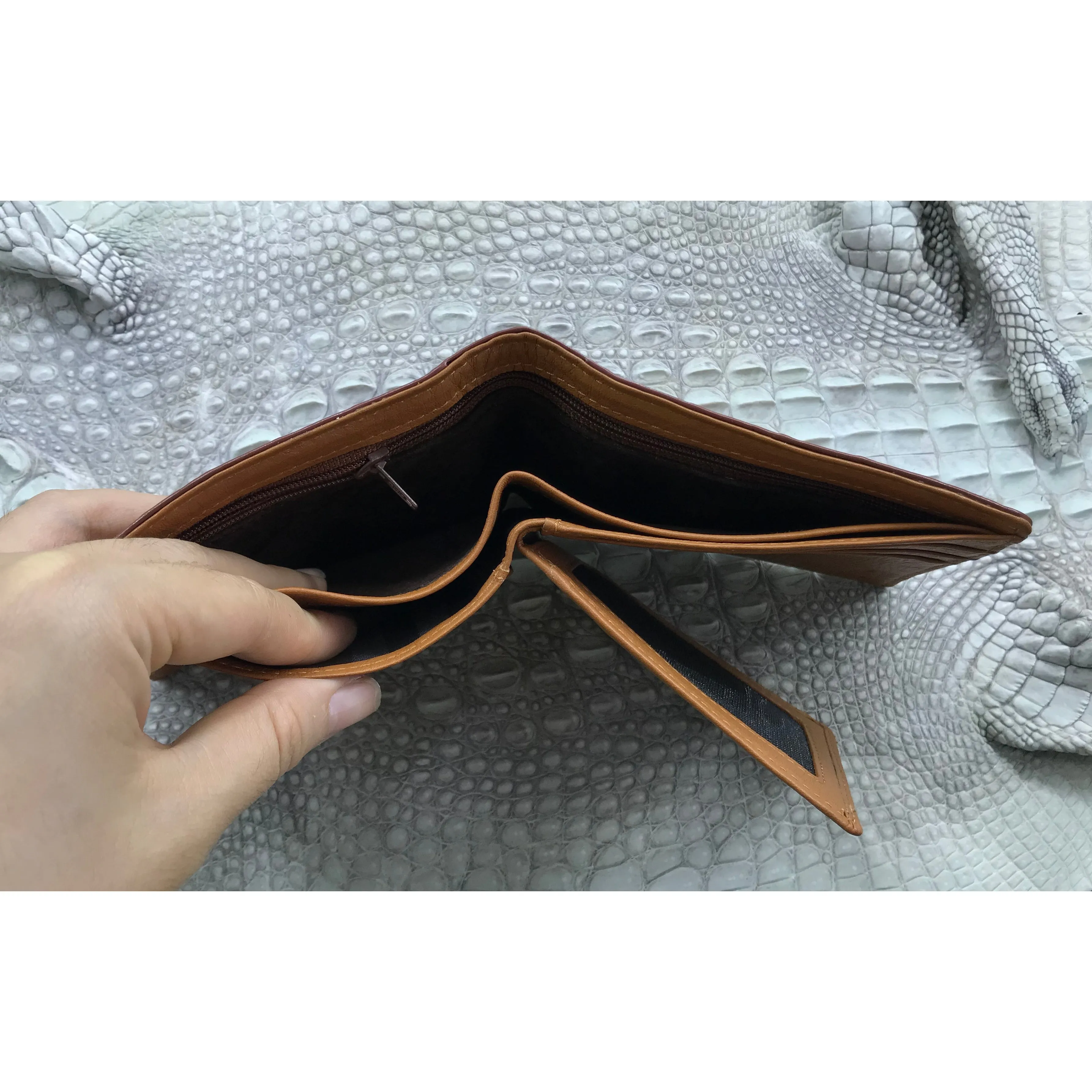 Brown Alligator Skin Bifold Wallet For Men | Handmade Crocodile Leather Wallet RFID Blocking | VL4524