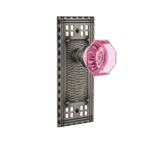 Craftsman Long Plate with Pink Waldorf Knob in Antique Pewter