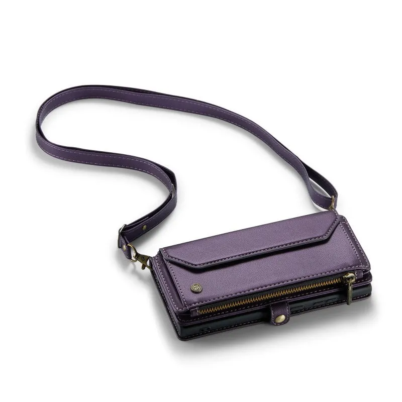 Crossbody PU Leather Wallet Phone Case with 10-Card Holder Zipper Bills Slot Shoulder Strap For Google Pixel 8 7