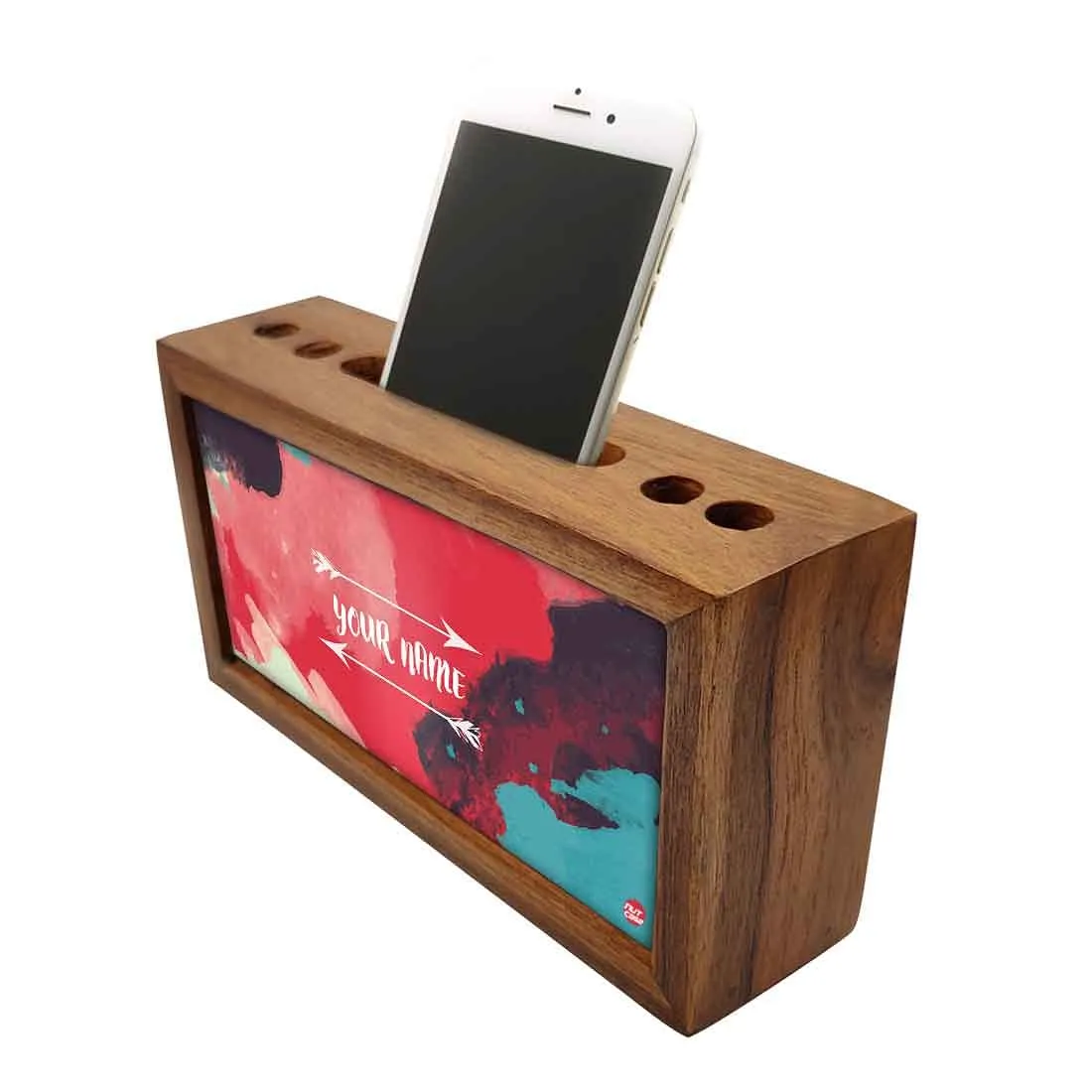 Custom Wooden stationery organizer - Free Spirit Pink