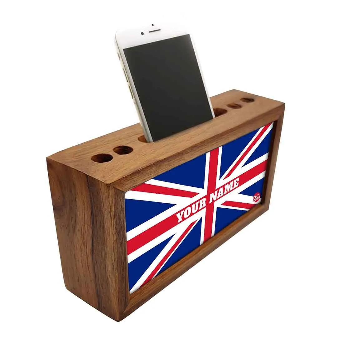 Customized Wood desk organizer - British Flag
