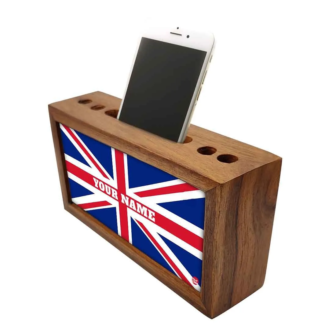 Customized Wood desk organizer - British Flag