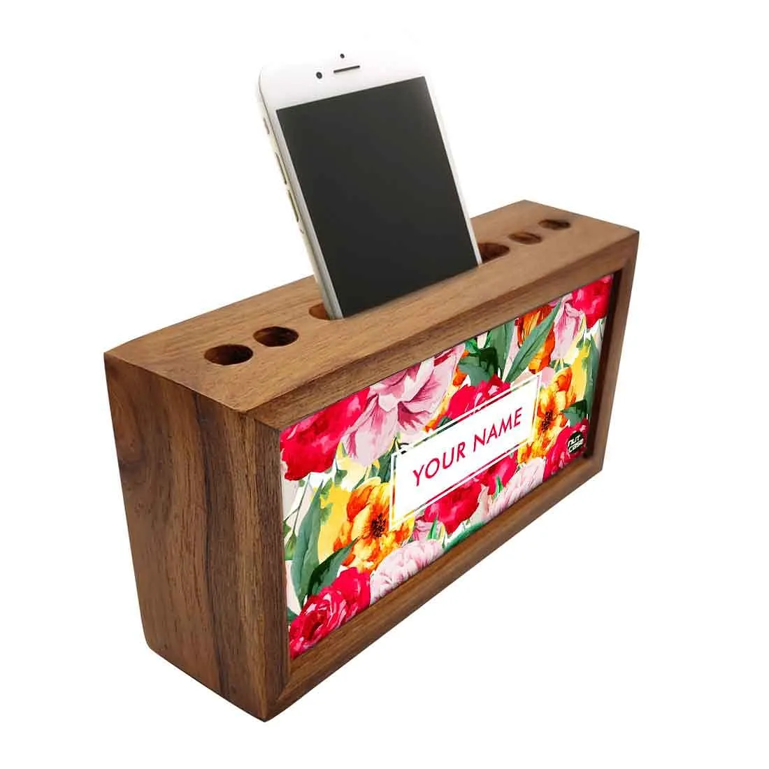 Customized Wooden desk organizer - Roses