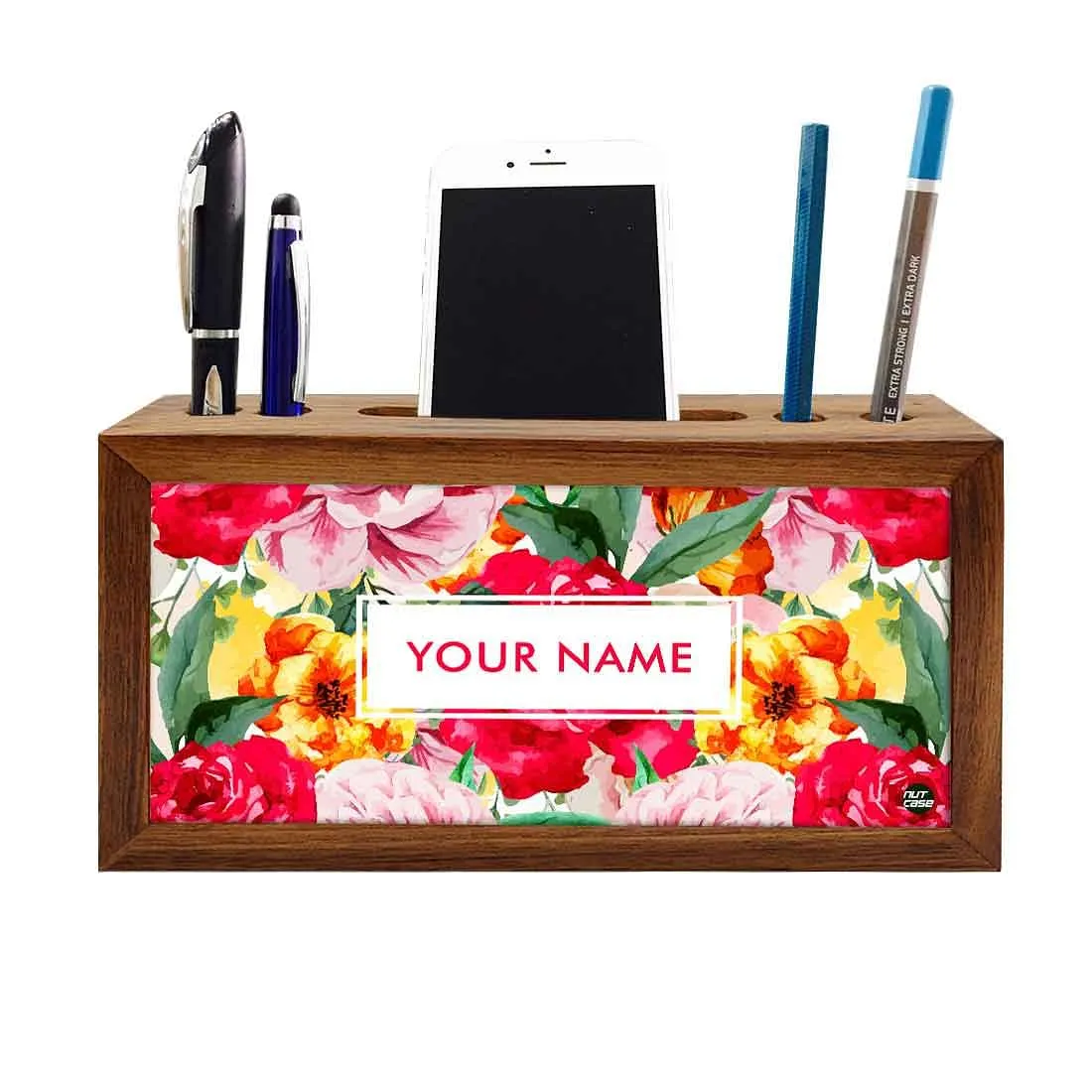 Customized Wooden desk organizer - Roses