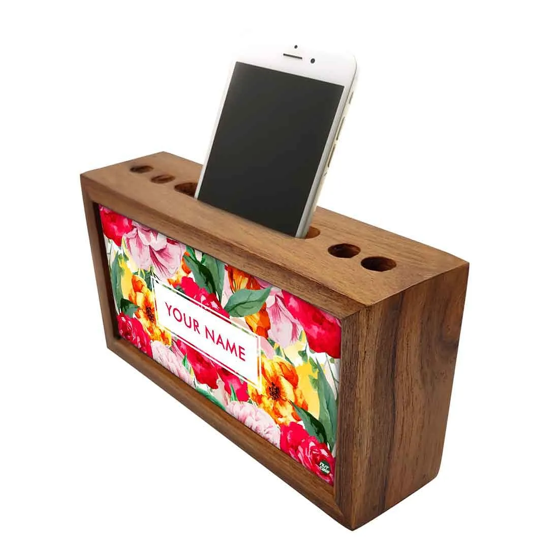 Customized Wooden desk organizer - Roses