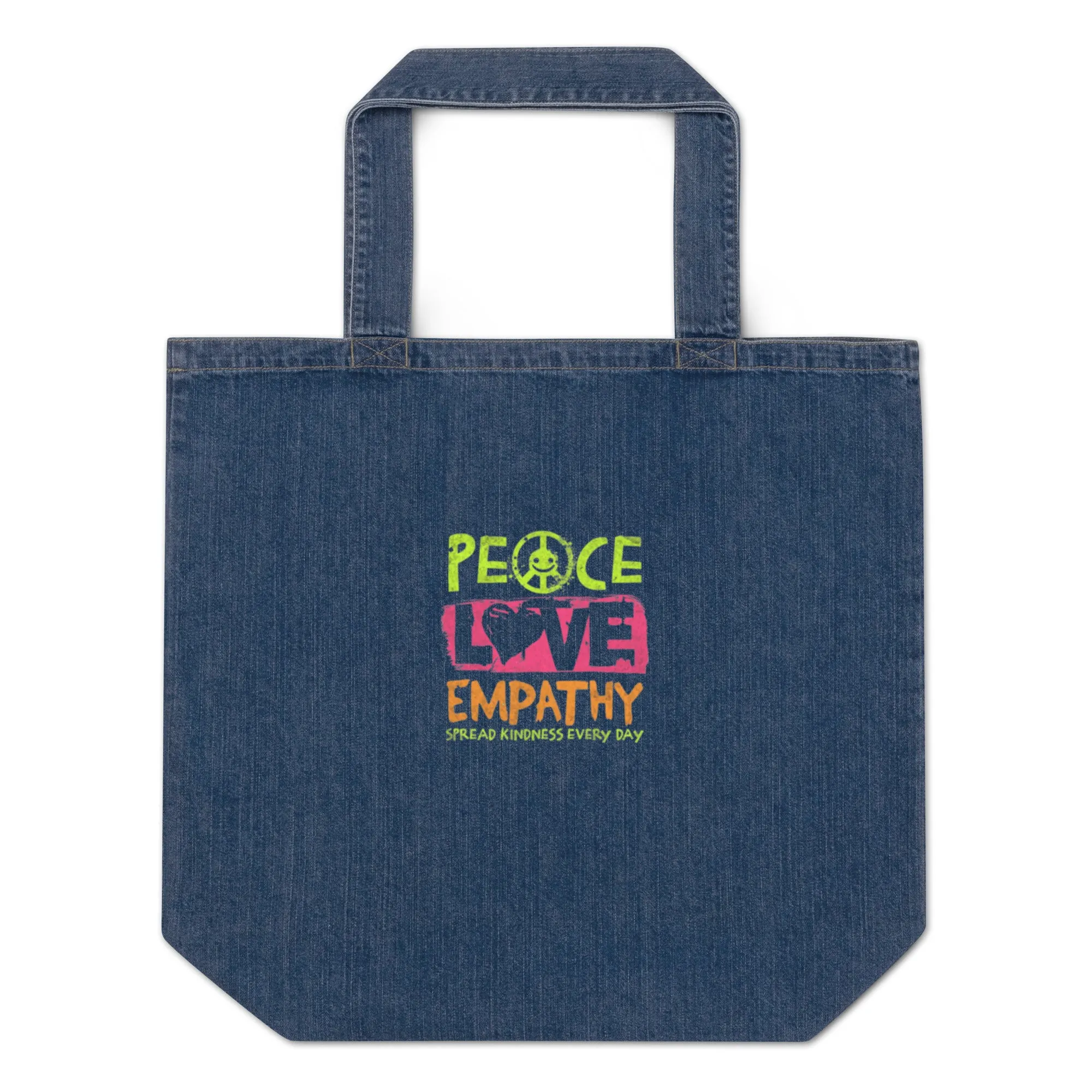 DUO MODERN "Peace Love Empathy" Organic Denim Tote bag