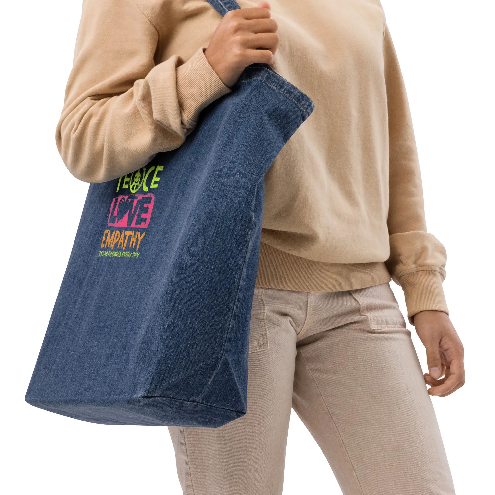 DUO MODERN "Peace Love Empathy" Organic Denim Tote bag