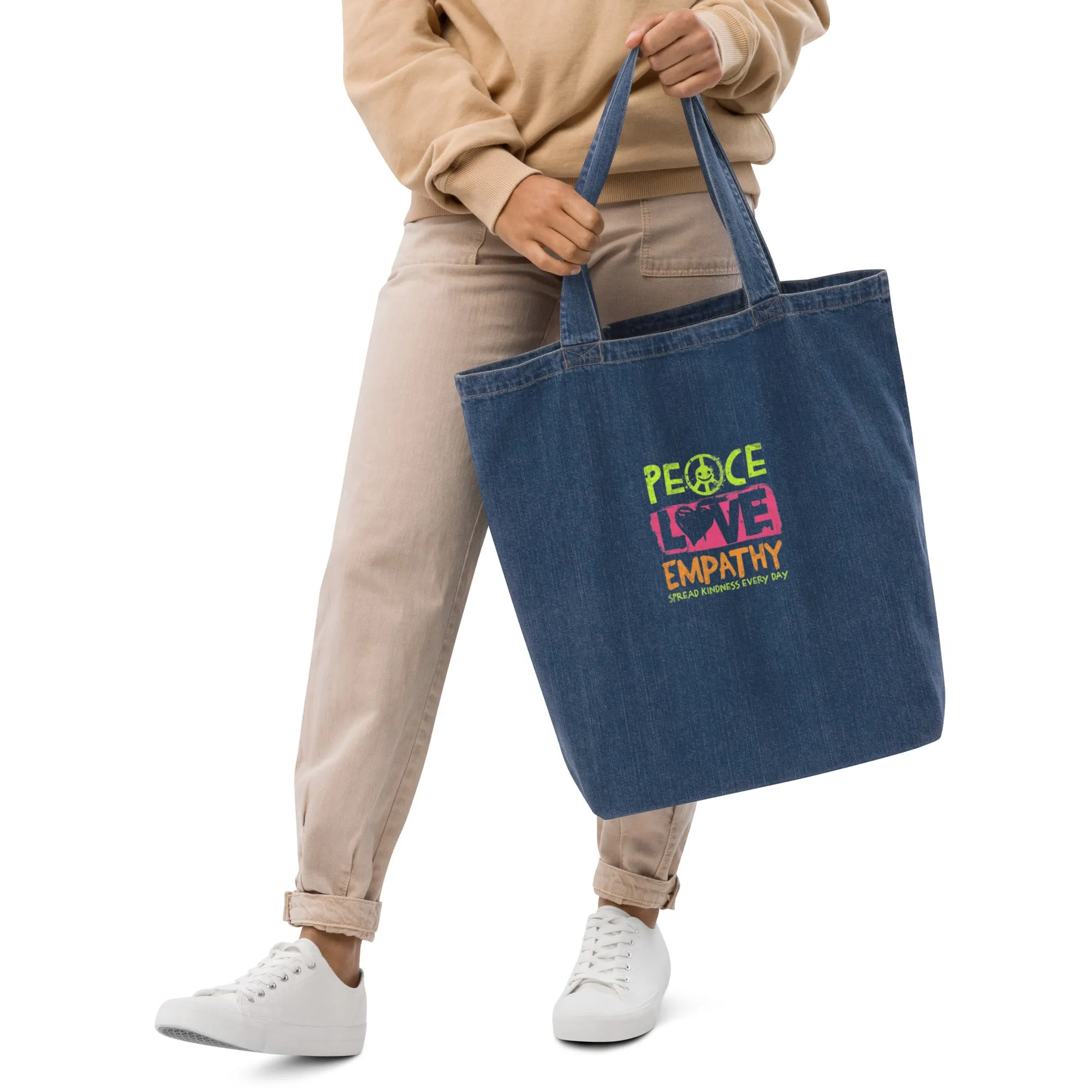 DUO MODERN "Peace Love Empathy" Organic Denim Tote bag