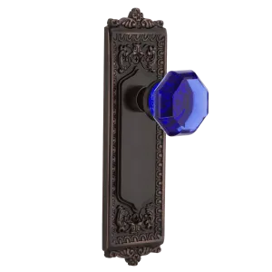 Egg & Dart Long Plate with Cobalt Waldorf Knob in Timeless Bronze