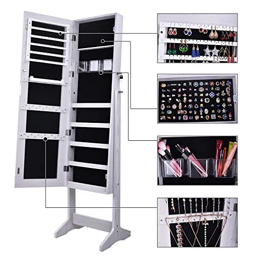 Floor Mirror Rectangle with Jewelry Armoire Organizer