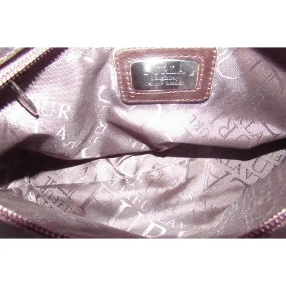 Furla Dark Brown Leather Shoulder Satchel with Camel Piping & Chrome Accents