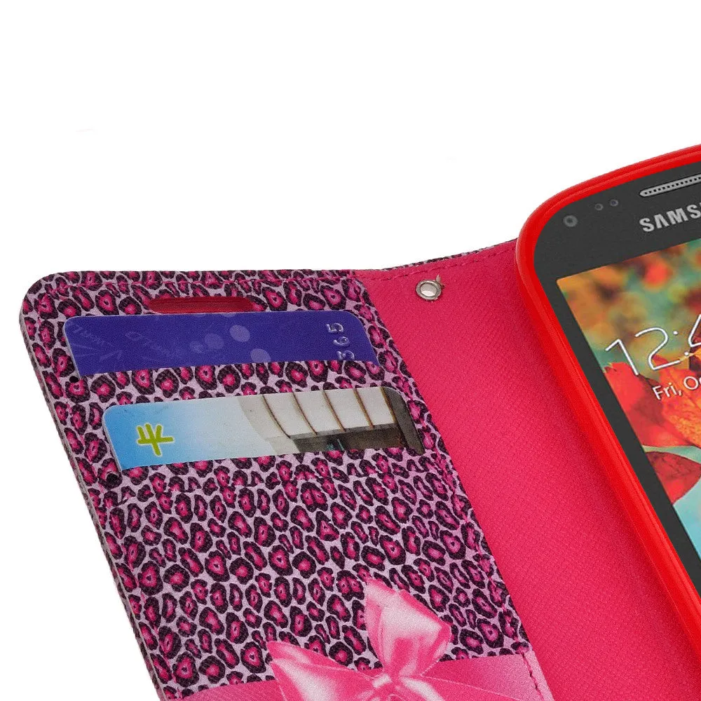 Galaxy Light Case, Wrist Strap Magnetic Fold[Kickstand] Pu Leather Wallet Case with ID & Credit Card Slots for Samsung Galaxy Light - Cheetah Prints