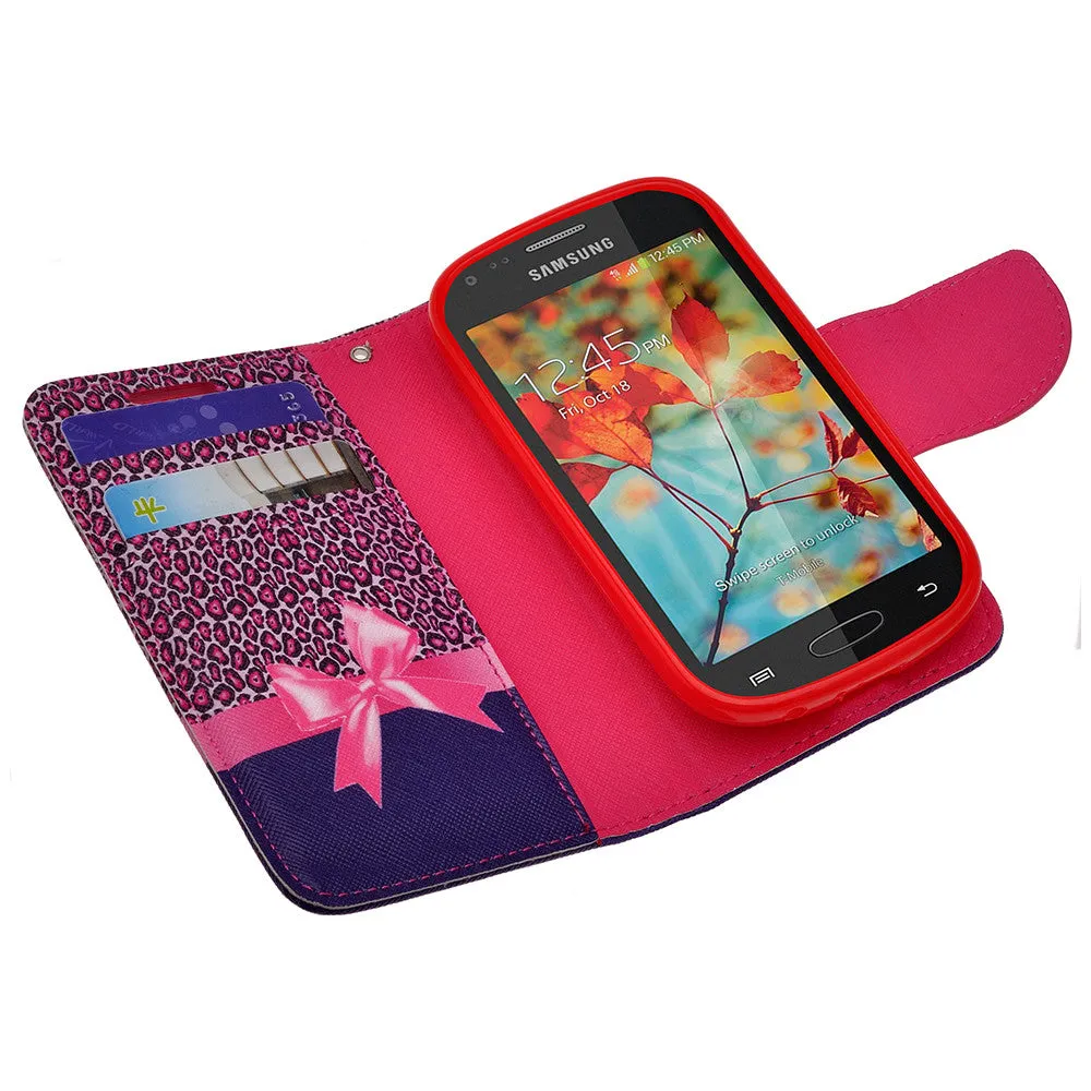 Galaxy Light Case, Wrist Strap Magnetic Fold[Kickstand] Pu Leather Wallet Case with ID & Credit Card Slots for Samsung Galaxy Light - Cheetah Prints