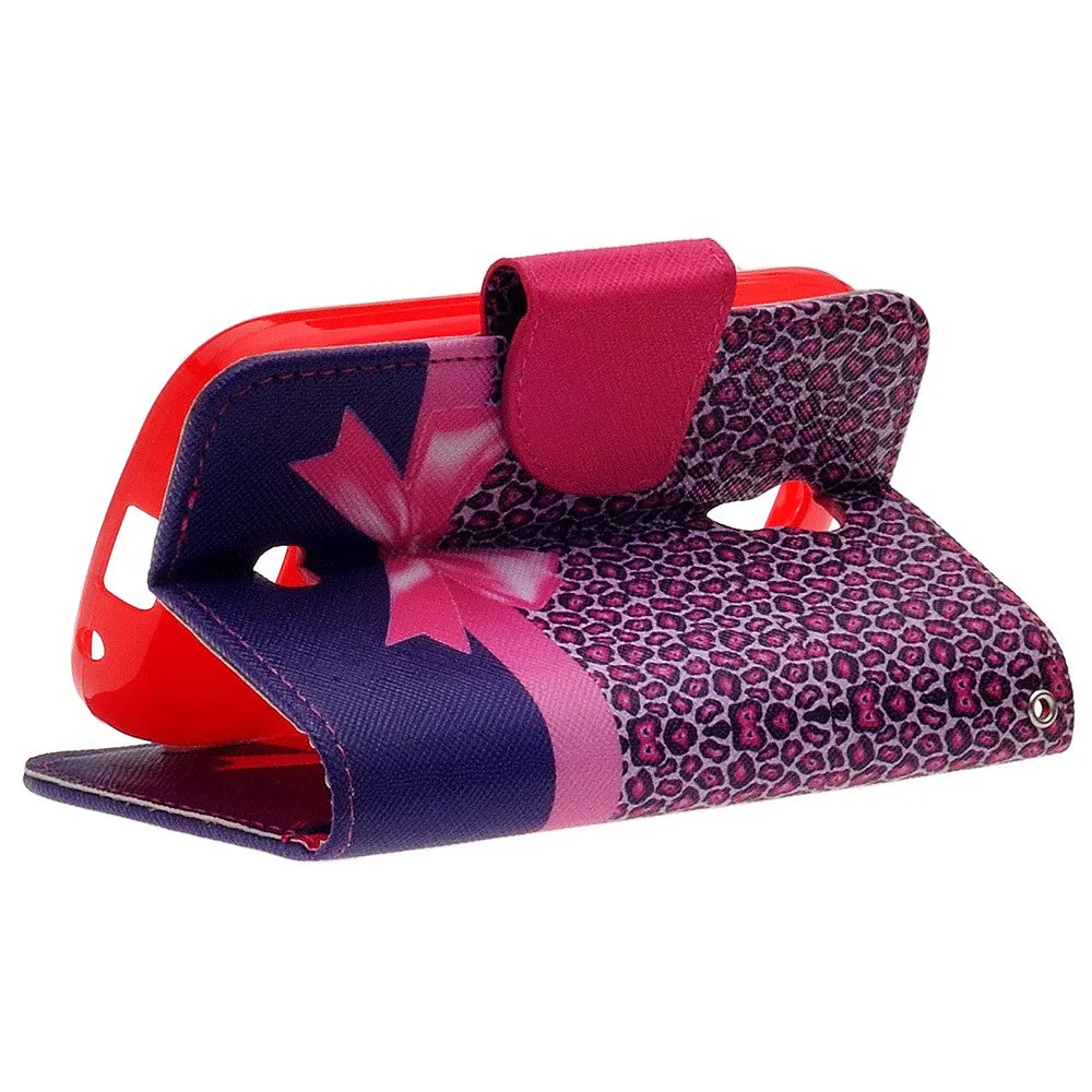 Galaxy Light Case, Wrist Strap Magnetic Fold[Kickstand] Pu Leather Wallet Case with ID & Credit Card Slots for Samsung Galaxy Light - Cheetah Prints