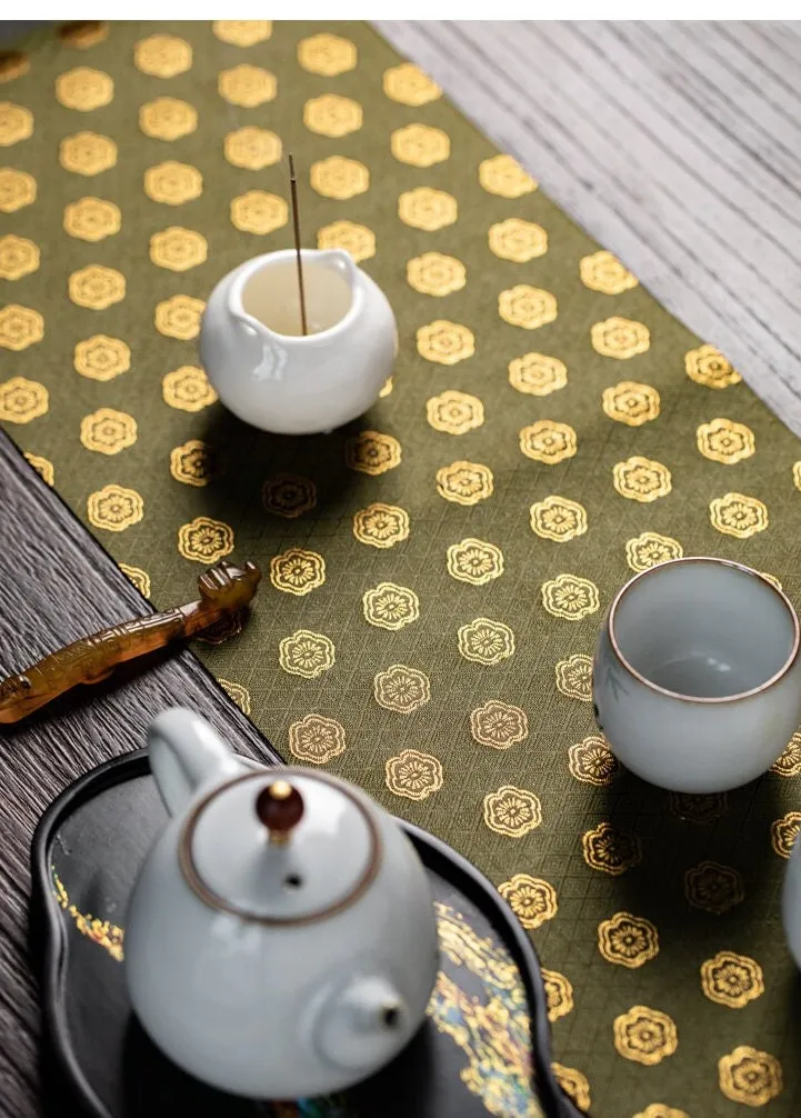 Gohobi Reversible Floral Brocade Gongfu Tea Ceremony Placemat