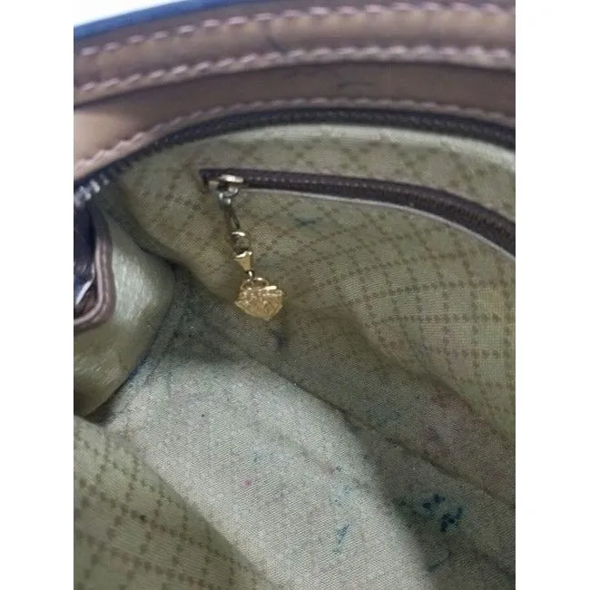 Gucci Vintage Khaki Canvas And Leather Canvas Shoulder Bag