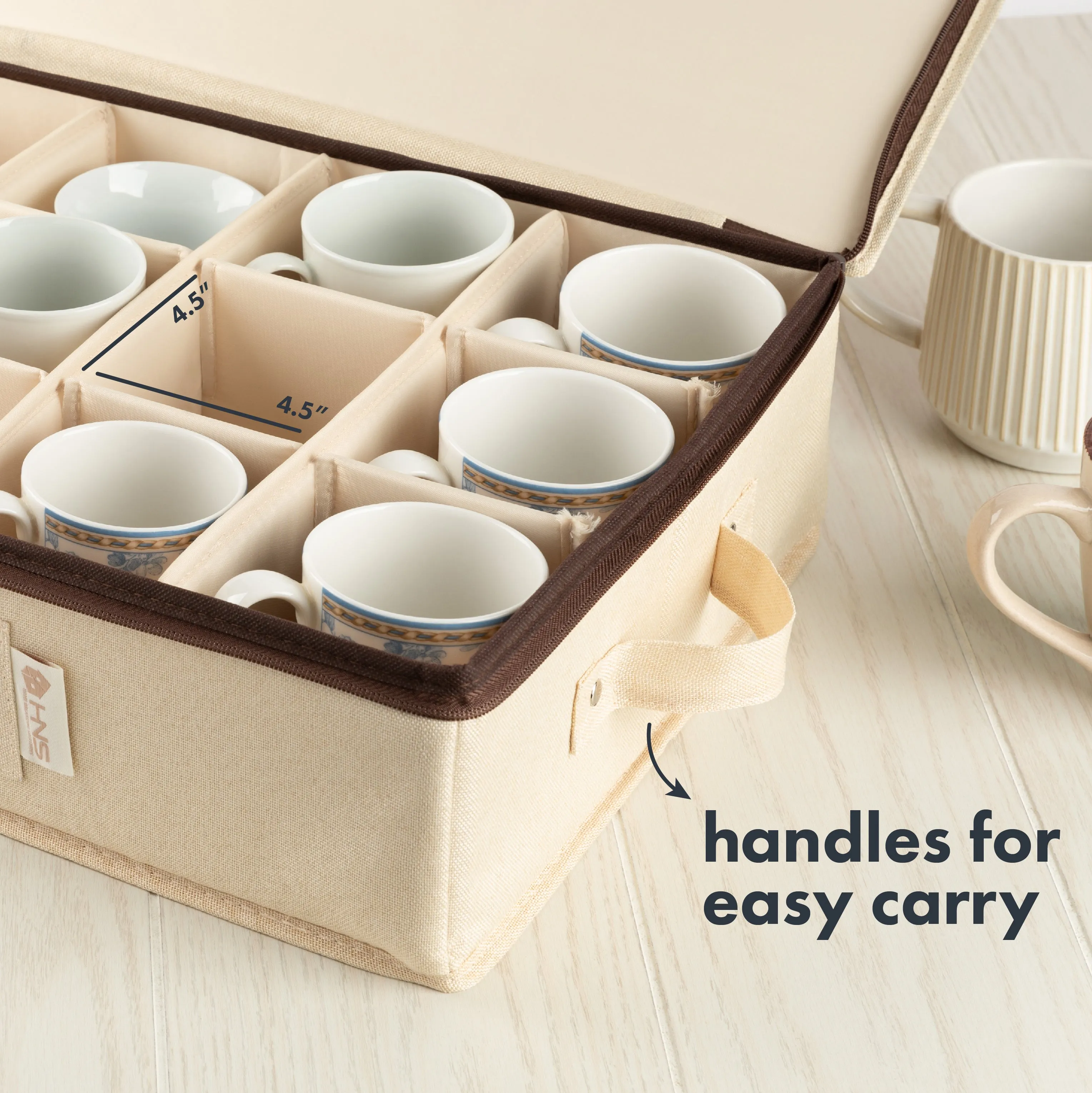 Hard Shell China Storage Containers 5-Piece Set Moving Boxes for Dinnerware, Glasses, Plates, Mugs and Saucers Sturdy Dish Organizer with Dividers for Seasonal Storage - Service for 12