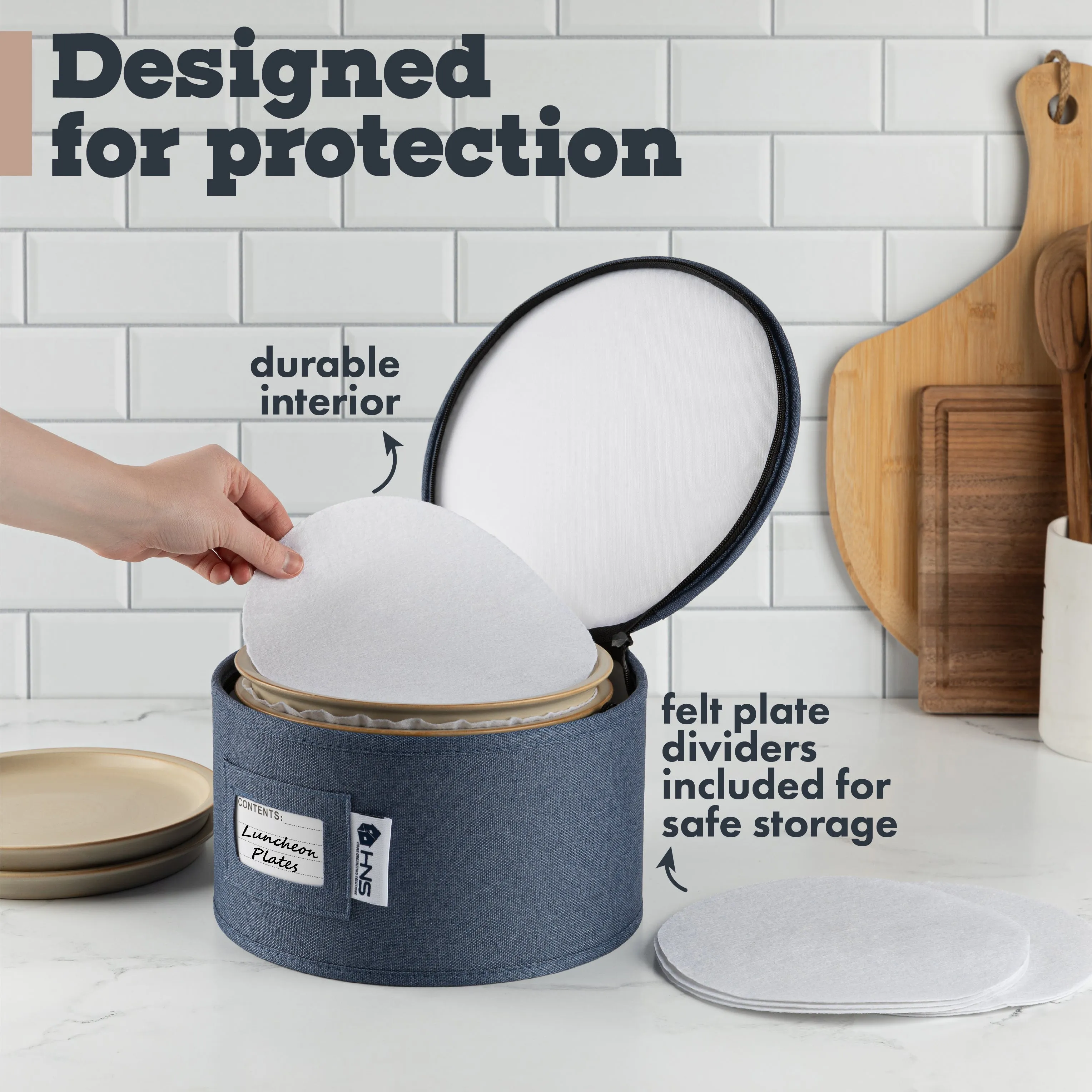 Hard Shell China Storage Containers 5-Piece Set Moving Boxes for Dinnerware, Glasses, Plates, Mugs and Saucers Sturdy Dish Organizer with Dividers for Seasonal Storage - Service for 12