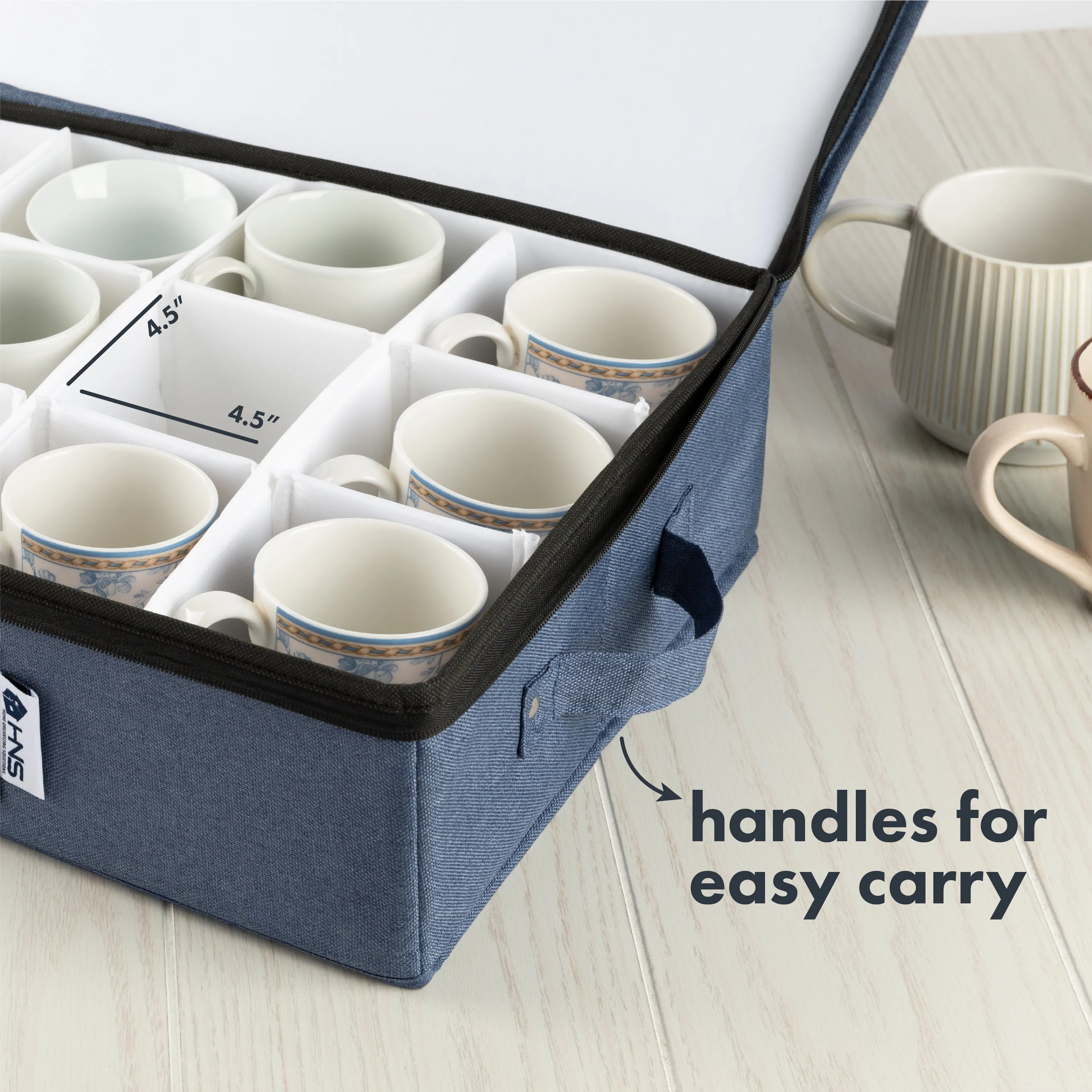 Hard Shell China Storage Containers 5-Piece Set Moving Boxes for Dinnerware, Glasses, Plates, Mugs and Saucers Sturdy Dish Organizer with Dividers for Seasonal Storage - Service for 12