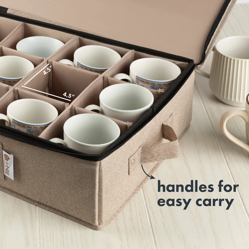 Hard Shell China Storage Containers 5-Piece Set Moving Boxes for Dinnerware, Glasses, Plates, Mugs and Saucers Sturdy Dish Organizer with Dividers for Seasonal Storage - Service for 12