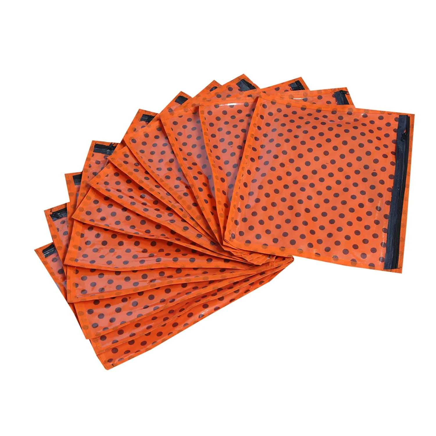 Heart Home Dot Printed Tranasparent Non Woven Foldable, Waterproof Single Saree Cover, Saree Organizer- Pack of 6 (Orange)-HS_38_HEARTH21637