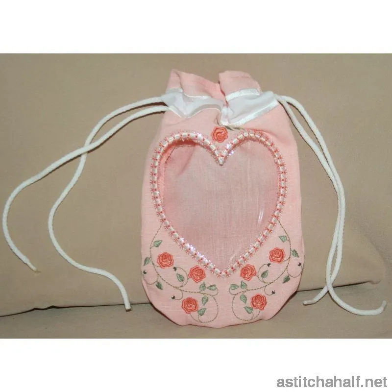 Heart Peek a Drawstring Bag
