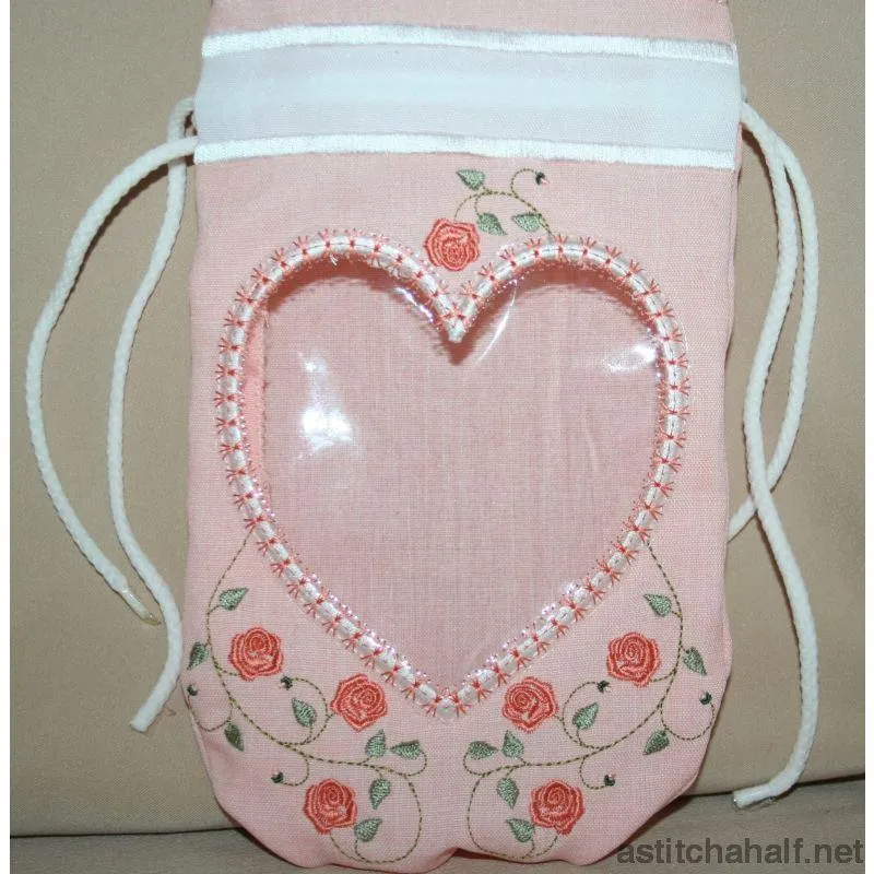 Heart Peek a Drawstring Bag