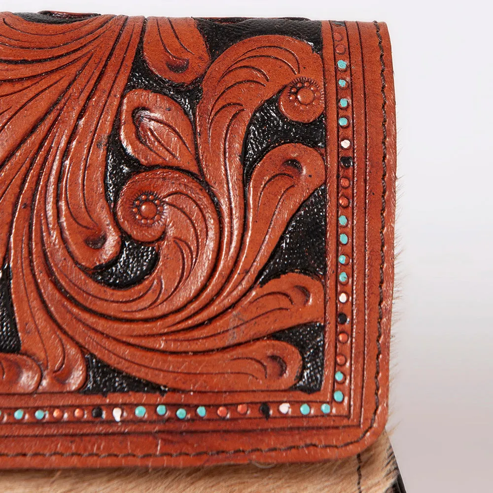 KBK108 - KBK108 -CLUTCH Hand Tooled Saddle Leather with Cowhide Leather Ladies Bag KBK108 - KBK108