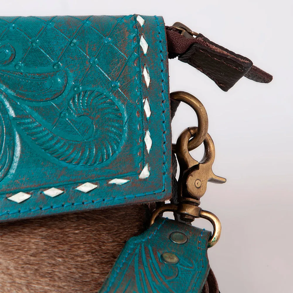 KBK115 - KBK115 -CLUTCH Hand Tooled Saddle Leather with Cowhide Leather Ladies Bag KBK115 - KBK115