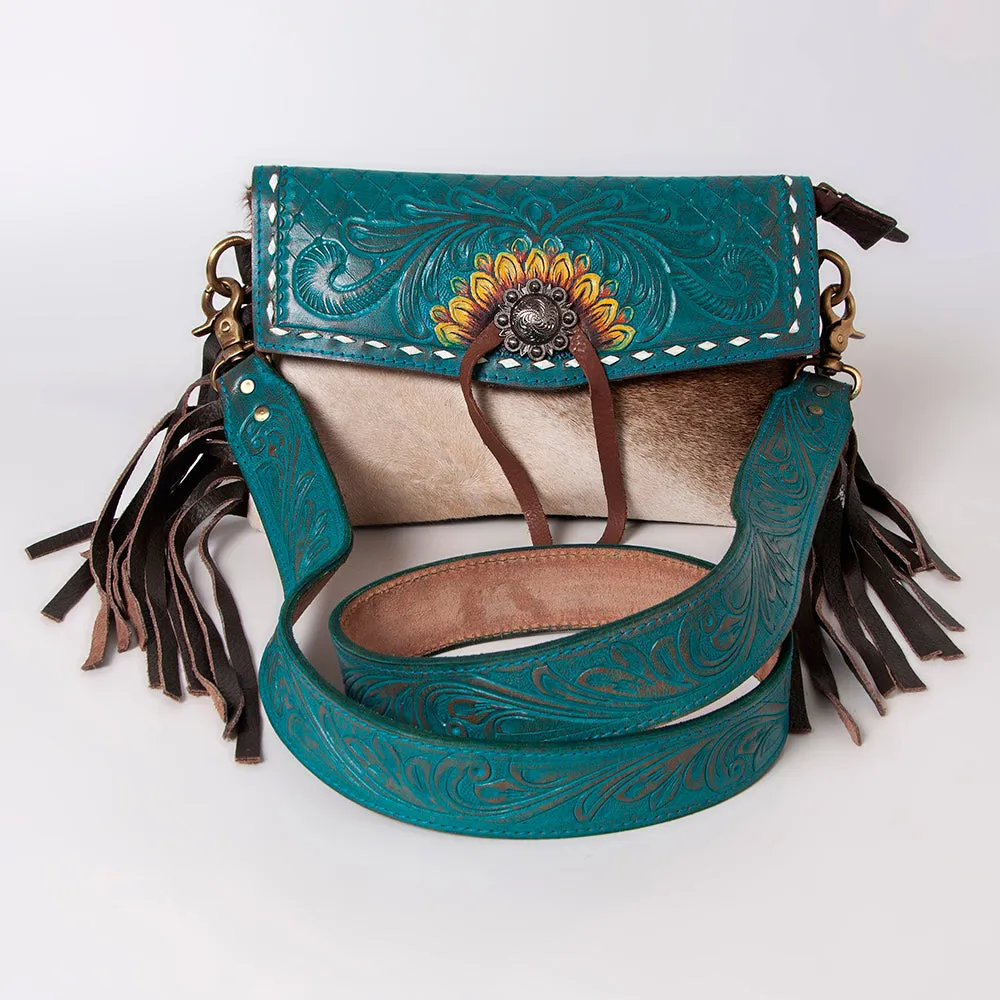 KBK115 - KBK115 -CLUTCH Hand Tooled Saddle Leather with Cowhide Leather Ladies Bag KBK115 - KBK115