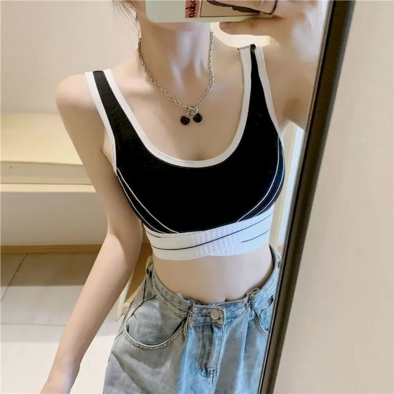Korean Fashion Contrast Color Sports Bustier