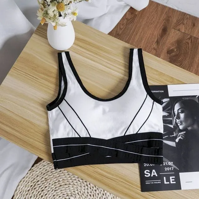 Korean Fashion Contrast Color Sports Bustier