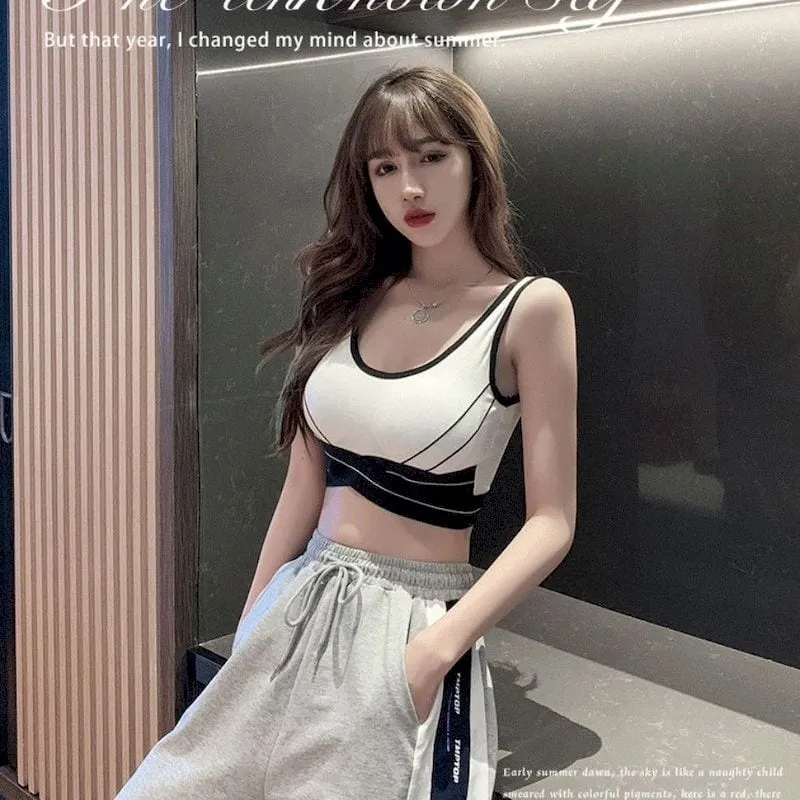 Korean Fashion Contrast Color Sports Bustier