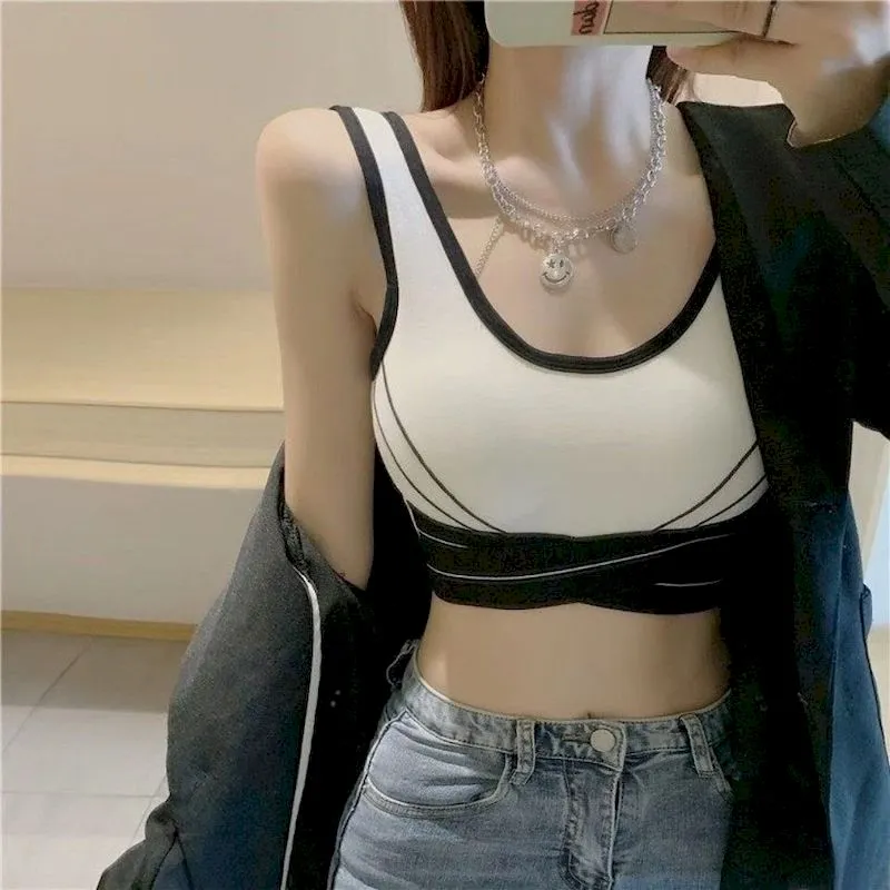 Korean Fashion Contrast Color Sports Bustier