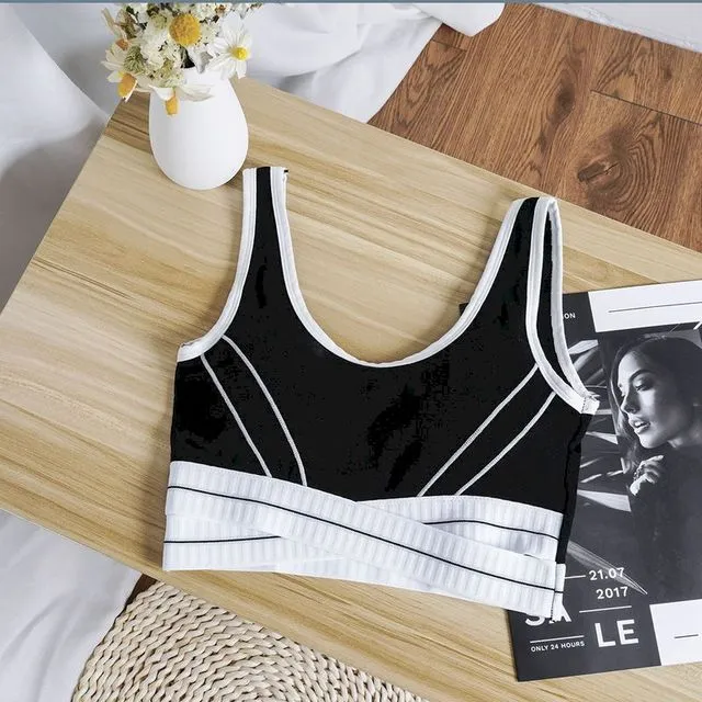 Korean Fashion Contrast Color Sports Bustier