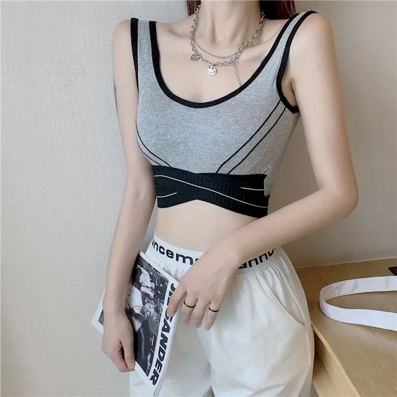 Korean Fashion Contrast Color Sports Bustier